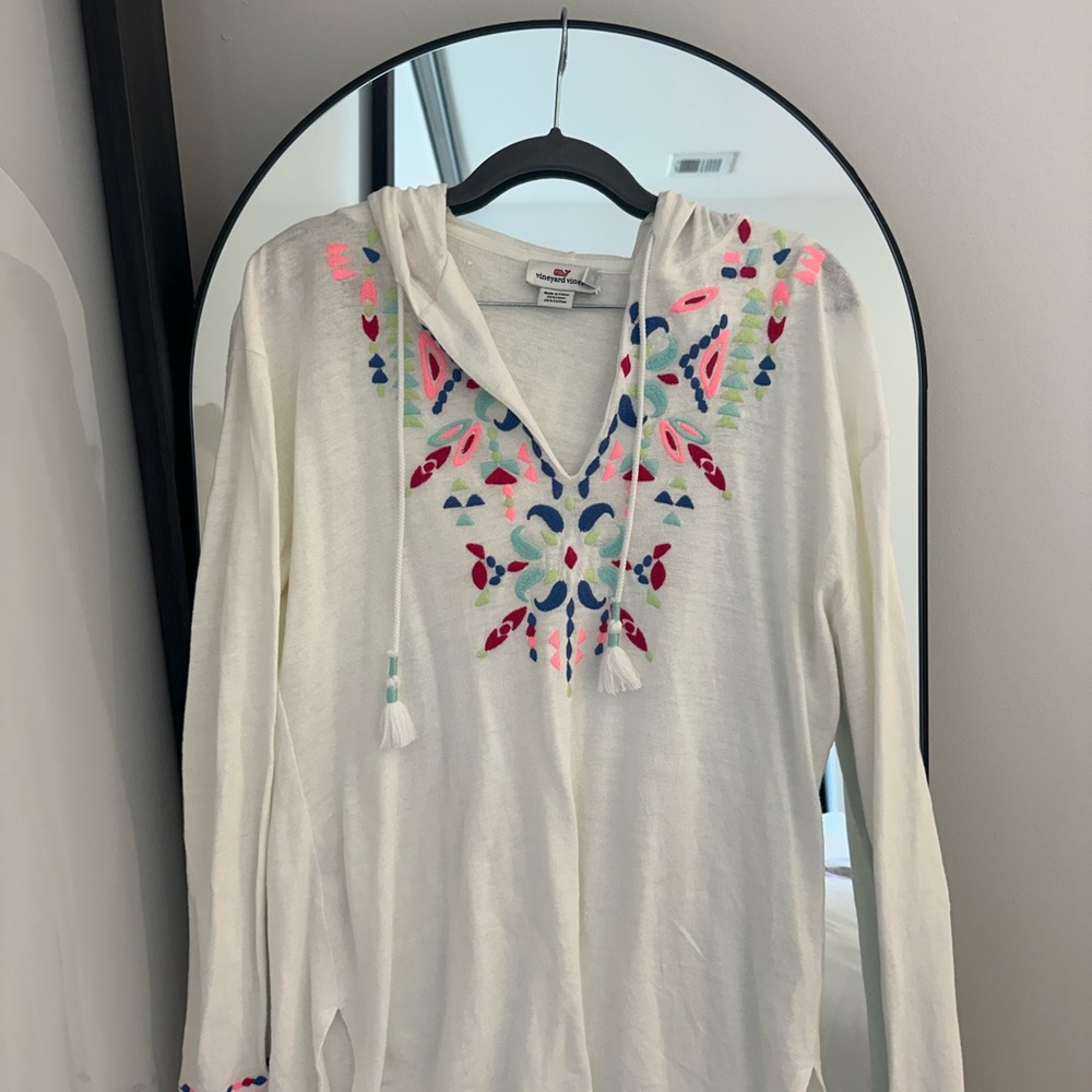 Embroidered White Hoodie